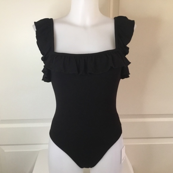Women’s Ruffle Strap Sleeveless Square Neck Bodysuit Top - Picture 3 of 7